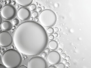 Abstract Bubbles: Close-up of a captivating collection of bubbles floating in a liquid, showcasing a stunning display of round shapes and light refraction. Capturing the simplicity and elegance.