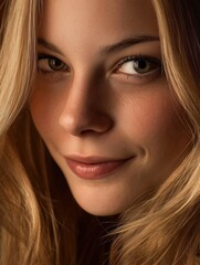 Close-up of a woman with long blonde hair smiling warmly at the camera.