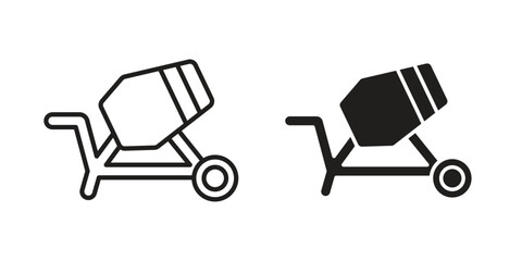 cement mixers icons or logo design isolated sign symbol vector illustration - high quality line style vector