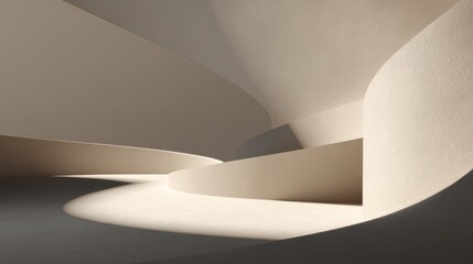 Architectural Harmony: An ethereal display of modern architecture, showcasing the interplay of light and shadow, highlighting flowing curves and minimalist design.