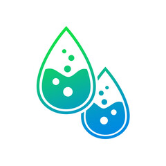Droplet icon. Two water drop with liquid and bubbles,  vector illustration