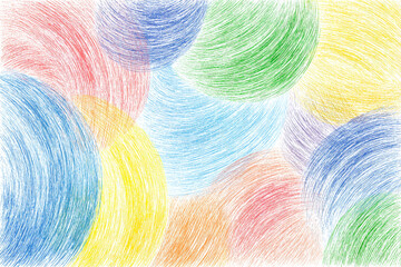 Naive crayon polygons floating with playful curved strokes