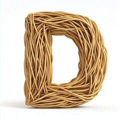 font D shape from noodle pasta for children food simple breakfast, isolated white