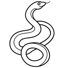 Obraz premium Minimalist line art of a snake, elegant and clean design on a white background, curving serpent illustration with a simple black outline style