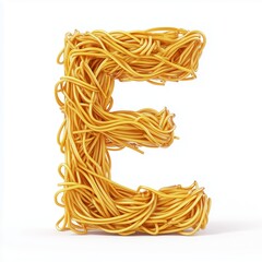 font E shape from noodle pasta for children food simple breakfast, isolated white