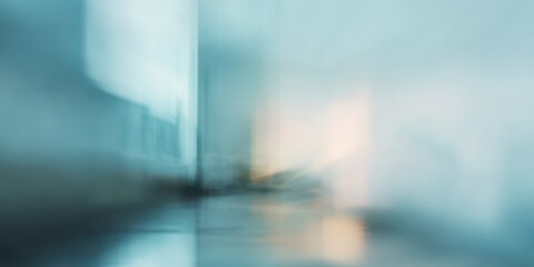 Abstract Urban Symphony: A blurred, artistic view of the city with muted colors and soft lines creates a sense of motion.