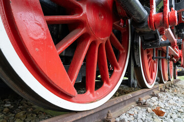 wheels of a steam locomotive