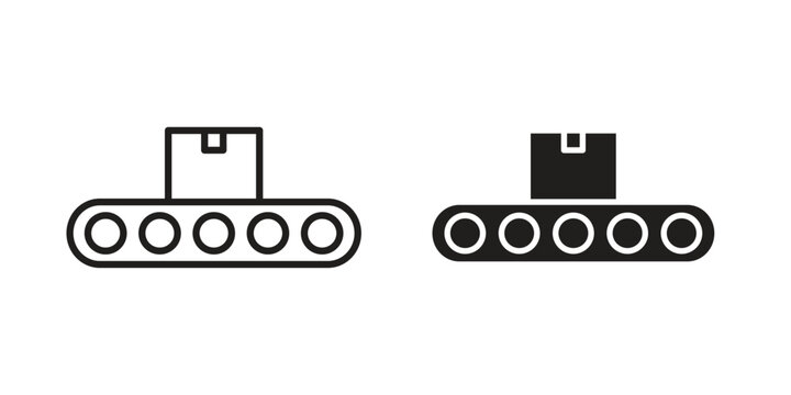 Conveyor belt icons or logo design isolated sign symbol vector illustration - high quality line style vector