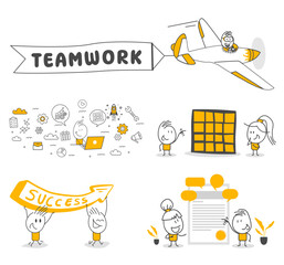 Fototapeta premium Visionary employees planning the future are taking strategic steps to carry their projects to the sky and beyond.