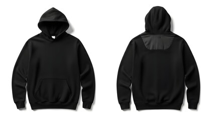 Black hooded sweatshirt displayed from front and back perspectives