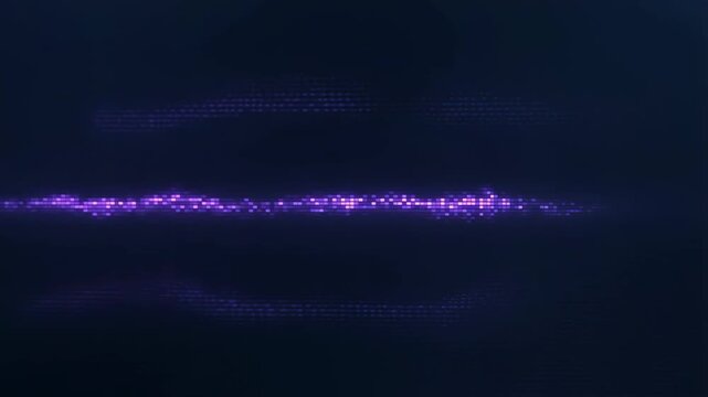 Digital pixel band with smooth color shift from electric blue to vibrant purple on dark background, futuristic waveform loop