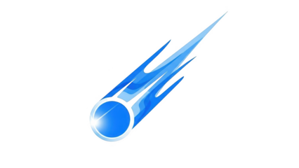 Blue comet with fiery tail streaking across black background meteor space