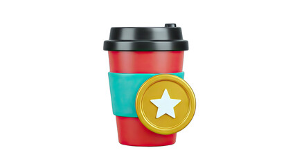 Coffee Cup with Reward Coin - Loyalty Program Concept