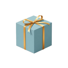 Beautifully wrapped PNG Transparent gift box with gold ribbon