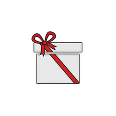Beautiful white PNG Transparent gift box with red ribbon