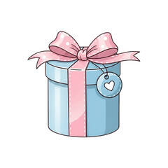 Beautifully wrapped PNG Transparent gift box with pink ribbon and heart tag