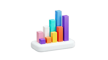 Colorful 3D Bar Chart Showing Growth on White Background