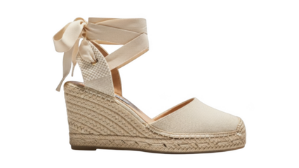 Cream Espadrille Wedge Sandal with Ankle Ties shoe footwear