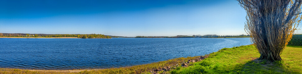 Panoramic view of Lathumse Plas lake landscape