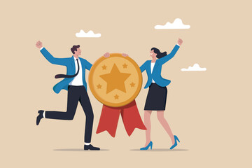 Celebrating achievement with a gold medal