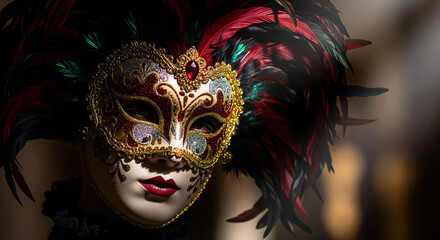 carnival mask on black background