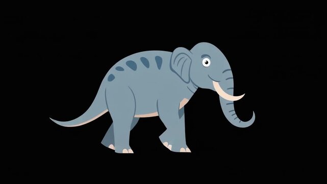 A cute baby elephant character with a big trunk is a funny gray mammal vector illustration designed as a wild safari animal icon for nature and zoo themed art