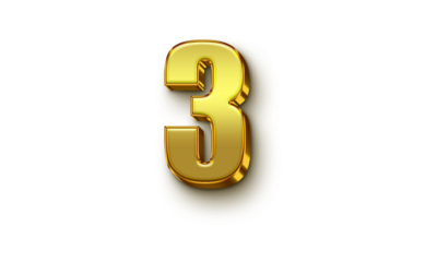 3d golden dollar sign number 3 