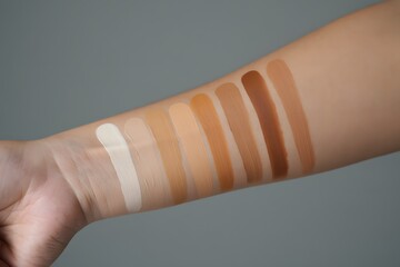 Foundation shades on arm for perfect skin tone matching