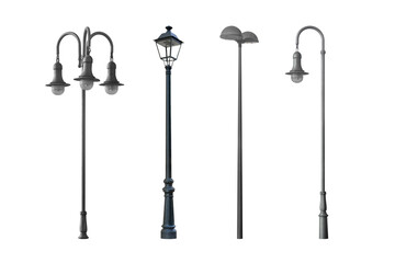 Street light poles isolated on white background