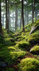 Obraz premium Forest path covered in moss