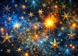 Macro Starry Night Sky: Twinkling Stars & Constellations