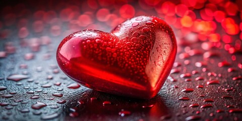 Macro Valentine's Day Heart: Close-up of Red Heart Shaped Candy