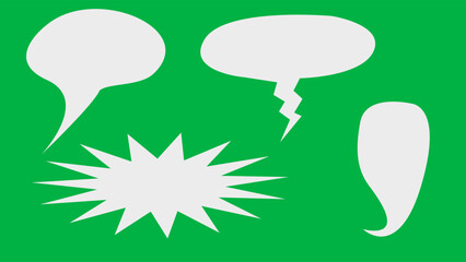 Simple Clean Flat Speech Bubble Icon Set with Green Background