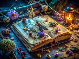 Macro Witchcraft Spellbook: Intricate Details of Magical Grimoire