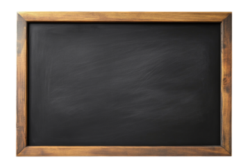 Blank wooden chalkboard isolated on transparent background