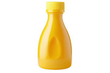 Bright yellow bottle with cap isolated on transparent background