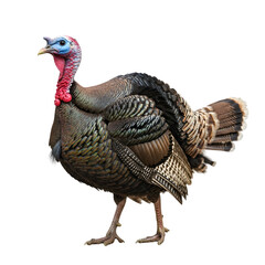 Majestic wild turkey standing proudly with vibrant plumage against a dark background