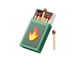 Matchbox and Matches icon 3d rendering illustration