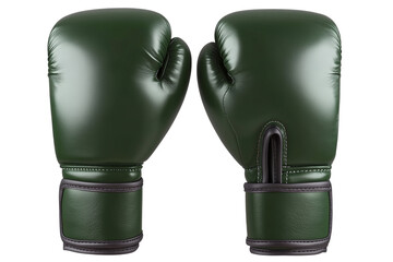 Pair of green boxing gloves isolated on transparent background