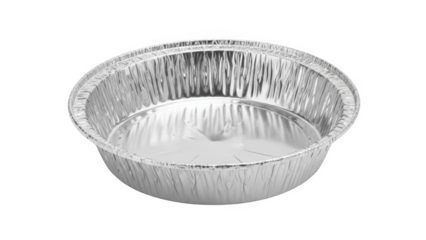 Round aluminum foil pie pan with crimped rim on black background aluminum foil pan baking dish