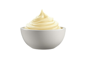 Creamy vanilla frosting in a bowl isolated on transparent background
