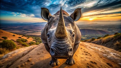 Majestic Black Rhinoceros Drone Photography: Powerful Wildlife Portrait