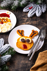 Pancakes in the shape of Santa reindeer