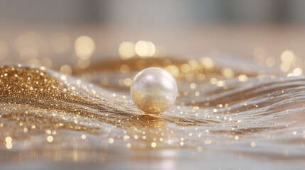 White Pearl Floating Above Water Luxury Macro