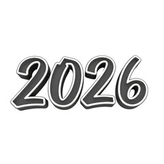 Modern 3D graphic of 2026, with a sleek metallic finish, ideal for annual forecasts, future concepts, and chronological timelines