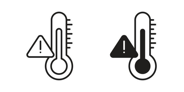 Temperature warning sign icons or logo design isolated sign symbol vector illustration - high quality line style vector