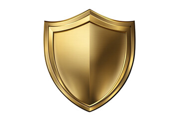 Golden shield symbol isolated on transparent background
