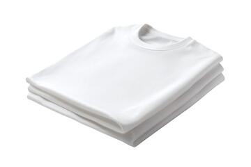 Stack of white cotton t-shirts isolated on transparent background