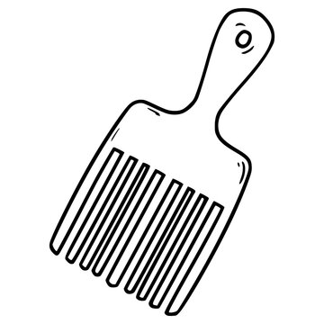 afro pick illustration hand drawn outline vector