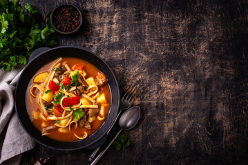 Lagman with beef and vegetables